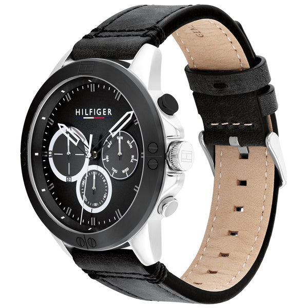 Wrist Watch Tommy Hilfiger Sunray Black Leather Watch Tommy